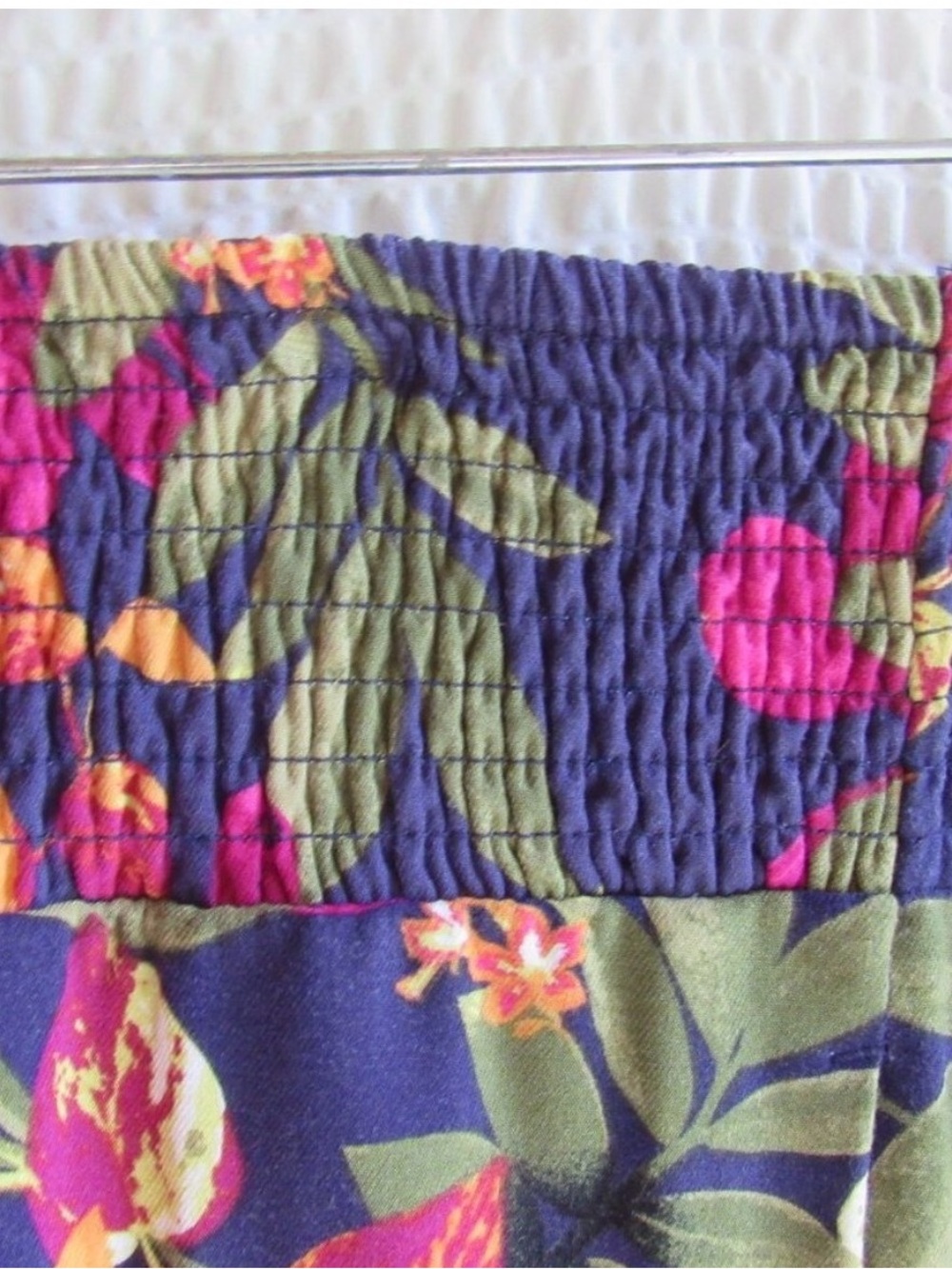 J Jill Size M Tropical Floral Wide Leg Cropped Pull On Pants Blue Elastic Waist - Picture 2 of 8